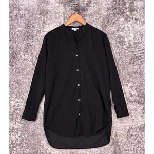 James Perse Tunic Shirt 1 / Small Womens Black Corduroy Band Collar High Low